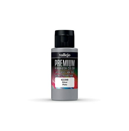 Vallejo Premium Airbrush Color: Metallic Silver (60 ml)