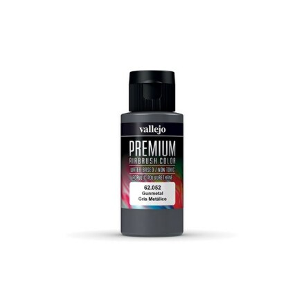 Vallejo Premium Airbrush Color: Metallic Gunmetal (60 ml)